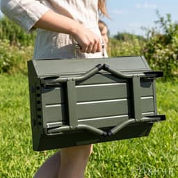 KHYR® CARRYFIRE BBQ Grill – NIEUW mei 2026 - Opvouwbare Draagbare Houtskool BBQ Grill – Portable Camping Barbecue – Tafel Barbeque - Draagbare Grill met Zijtafels – 45 x 30 cm Grilloppervlak – Voor Camping, Tuin, Outdoor BBQ - incl. Grijp spatel — thumbnail 4