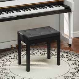 Zwarte Pianobank 55 x 34 x 50 cm, In Hoogte Verstelbare Pianokruk met Opbergruimte, Piano Zitbank, Muziekkruk met Gevoerde Zitting, Voor Bladmuziek en Accessoires, Comfortabel, Stevig en Praktisch — thumbnail 4