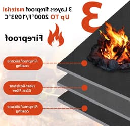 Ronde vuurkorfmat van 60 cm, water- en olieafstotend, herbruikbare hittebestendige barbecuepad voor buiten koken op terras en gras — thumbnail 2