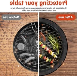 Ronde vuurkorfmat van 60 cm, water- en olieafstotend, herbruikbare hittebestendige barbecuepad voor buiten koken op terras en gras — thumbnail 3
