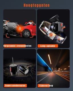 TIM® Dual Dashcam - Voor en Achter Camera – Auto Camera Met Nachtzicht – Zwart - 14cm x 15cm x 11cm — thumbnail 2