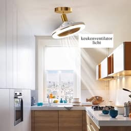 Plafondventilator Met Verlichting - Smart Lamp Met Afstandsbediening – Plafonniere Keuken Lamp Met 3 Ventilatiesnelheden & Dimbare Kleuren - Woonkamerlamp – Plafond Ventilator Lamp Met Hoekinstelling — thumbnail 4