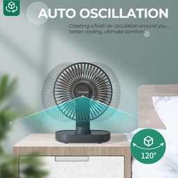 Tafelventilator USB Oplaadbaar – Stil & Oscillerend – 4 Snelheden – 4000 mAh — thumbnail 2