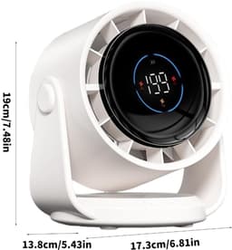 Portable Fan - Bureauventilator - Adjustable Cooling Fan-Convenient Digital Display Fan -USB Office Fan-Indoor Fan Suitable for Indoor Use-199 instelbare windsnelheden om uit te kiezen -Wit — thumbnail 2