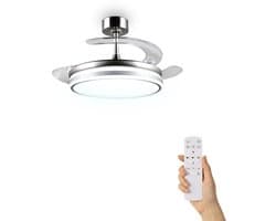 Fantiluxe - Anders - Plafondventilator met verlichting - Zilver - Ø106cm - Afstandsbediening - Met lamp - Plafond ventilator - Slaapkamer