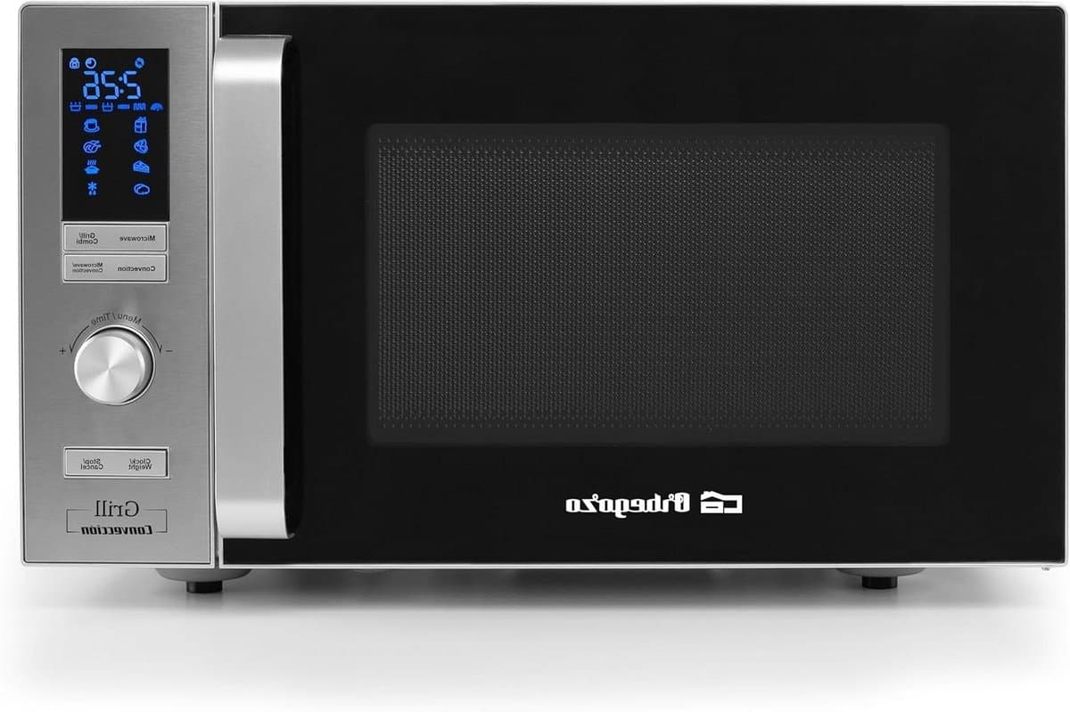 Magnetron Grill Convectie - Multifunctionele Oven - Snel Maaltijden Bereiden - 7 Voorgeprogrammeerde Menu's - 25 Liter Capaciteit - Zilverkleurig — afbeelding 1