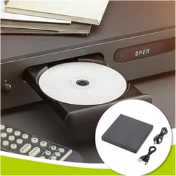 Externe DVD CD Brander - Schrijver Lezer - Data Opslag - Snelle USB Verbinding - Compact Formaat - Zwart — thumbnail 2