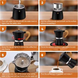 Aluminium Moka-pot voor 3 kopjes – Klassieke Italiaanse espressomaker voor op het fornuis – Geschikt voor Italiaanse en Cubaanse koffiebereiding – Voor thuis en op de camping – 150 ml (5 oz) — thumbnail 5