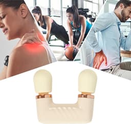 Percussie Massager - Mini Massage Gun - Spierherstel - Dubbele Kop - 18 x 15.2 x 5 cm - Crèmegeel — thumbnail 5
