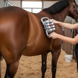 Massage Gun Paard - Spier Ontspanningsapparaat - Paardenverzorging - 8 Massagekoppen - 34 x 20 x 14 cm - Grijs — thumbnail 3