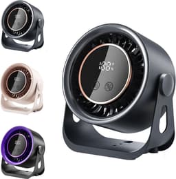 Bureau ventilator - Mini ventilator - USB ventilator - Hangventilator - Traploze snelheidsregeling met 199 standen - 8-uurs timer - LCD-display - Draagbare ventilator voor bureau, thuis op de camping - 14,8 x 7,4 x 15,6 cm - Grijs — thumbnail 1