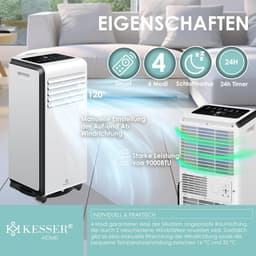 Mobiele Airco - Klimaatregelaar - Ruimte Koelen - 4-in-1 Functie - 9000 BTU/h - Wit — thumbnail 5