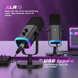 FIFINE - AM8 - USB / XLR Studio Microfoon - Geschikt voor PC/PS4/PS5 - RGB - Podcast - Gaming - Streaming - Zwart — thumbnail 3