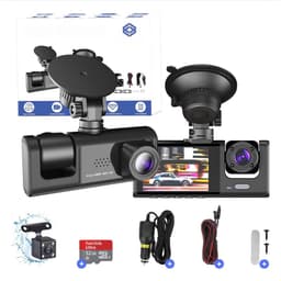 Dashcam Voor Auto Voor En Achter - Dual Dashcam Met Drie Camera’s - Auto Camera Dashcam 24-uurs Parkeerbewaking — thumbnail 1