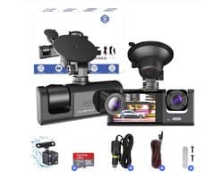 Dashcam Voor Auto Voor En Achter - Dual Dashcam Met Drie Camera’s - Auto Camera Dashcam 24-uurs Parkeerbewaking