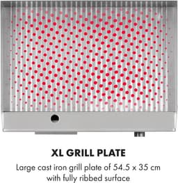 Klarstein Grillmeile 3000R Pro - elektrische bbq - 3000W,5x35 cm - Geribbeld - Zilver - 22 kg - voor Horeca - LED Thermostaat Energiezuinig - Tafelgrill - Indoor Grill - Tischgrill - Elektrische Grill - voor Snackbar - voor Foodtruck — thumbnail 2