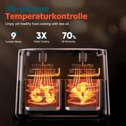 Cookwise Dual Zone Air Fryer 2 Lades - Heteluchtfriteuse met Kijkvenster - 9-In-1 Kookmogelijkheden - Zwart — thumbnail 3