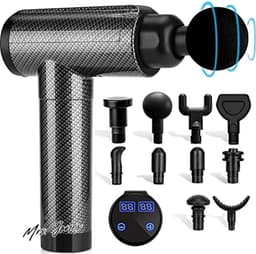 Mrs. Jones Deep Tissue Spiermassagepistool sporters percussie massageapparaten nekrug schouder lichaamspijnverlichting 30 snelheden stille handmassageapparaat LCD touchscreen 10 koppen . — thumbnail 1