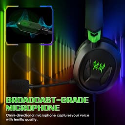 KOTION EACH G3100 Gaming Headset - Over-ear Koptelefoon met Microfoon - Geschikt voor Nintendo Switch,PS5, PS4, Xbox Series X|S, Xbox One, Mobile & PC - Zwart groen — thumbnail 4