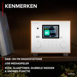 DAB radio - Audizio Vieste - DAB+ radio met subwoofer en Bluetooth - Wit - Met afstandsbediening — thumbnail 2