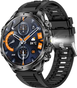 WizBay Premium Select® 1.85 inch HD TFT - Bluetooth Bellen AI Voice - Message - Dynamic Hartslag & Slaap Monitor - Bloeddruk & Bloedzuurstofmeting - 100+ Sport Modi - LED Zaklamp - 700mAh - Magnetic Laden - Alu Zwarte Case - Extra Zwarte TPU Band — thumbnail 4