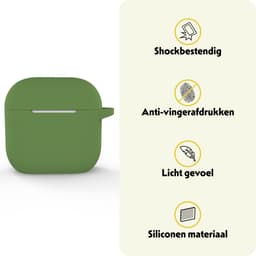 Hoesje Geschikt voor Apple AirPods 4 - Siliconen Hoes met Clip - Silicone Case Cover - Donkergroen — thumbnail 3