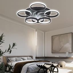 6 Cirkel Plafondventilator - Zwart - 6 Snelheden - Dimbaar Met Afstandsbediening en APP - Moderne Smart Lamp Ventilator — thumbnail 3