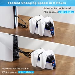 YONO Oplaadstation geschikt voor Playstation PS5 DualSense Controller - Dual Oplader - Charging Dock - Accessoires - Wit — thumbnail 4