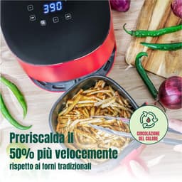 Aurixi® Mini Airfryer - Airfryer - Frituese - met Touchscreen - Rood - 23cm x 29cm x 30cm — thumbnail 4