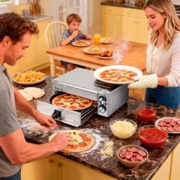Elektrische Pizzaoven en Heteluchtfriteuse (Airfryer) - RVS, 1800W, Timer & Temperatuur Instelbaar — thumbnail 3