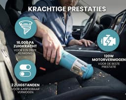 Halteq EL01 - 2-in-1 Kruimeldief & Luchtcompressor - 16.000PA Krachtige Draadloze Handstofzuiger - 7500 mAh Accu - USB-C Oplaadbaar - Voor Thuis & Onderweg - Inclusief Opbergtas, 4 Accessoires & HEPA Filter — thumbnail 3