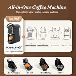 Koffiecupmachine – Capsulekoffiemachine – Espresso-apparaat – Koffiezetapparaat – Machine voor Koffiecapsules – 4-in-1 Compatibel met Diverse Capsules – 19 Bar Pomp met LCD Display — thumbnail 5