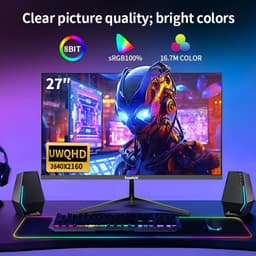 Gaming Monitor – Gaming Scherm – Multimedia Monitor – Professioneel Display – 27 Inch 4K IPS Scherm – FreeSync & Oogbescherming – Frameloos Design — thumbnail 2
