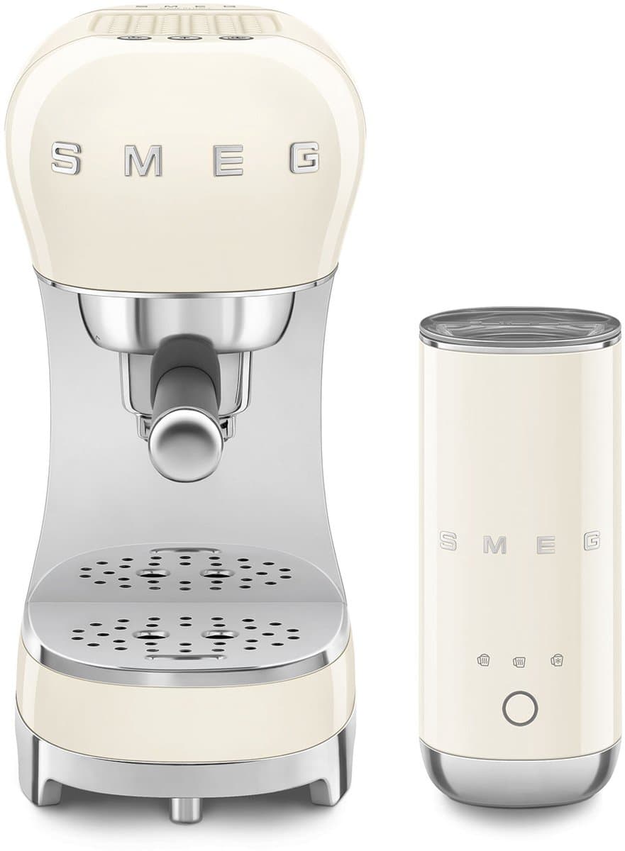 SMEG ECF12CREU Espressomachine Set – Melkopschuimer – 15 bar – Crème – 50’s Style — afbeelding 1