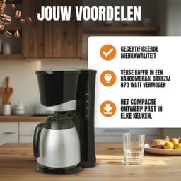 SCH® Koffiezetapparaat met Thermoskan - Koffiezetapparaat - Zilver - ‎21cm x 19cm x 34cm — thumbnail 2