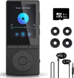 QURETTO® MP3 Speler 64GB – Bluetooth 5.3 – Nederlandse Interface – Inclusief 32GB SD Kaart – Diepe Bas – 2.4 Inch – USB-C – Uitbreidbaar tot 128GB – Voice Recorder – Muziekspeler — thumbnail 1