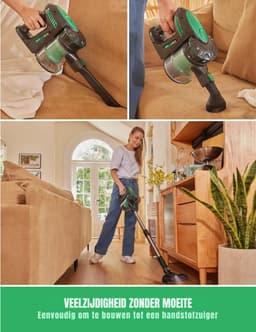 Aurixi® 6-in1 Steelstofzuiger Zonder Zak op Accu - Steelstofzuiger Draadloos Uitschuifbaar - Kruimeldief Snoerloos best Verkocht 25KPA – Veelzijdige Kruimeldief best Verkocht – met Krachtige batterij – Zwart/Groen - 17cm x 8cm x 10cm — thumbnail 3