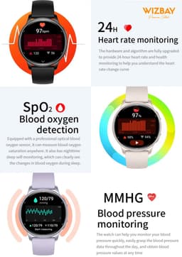 WizBay Premium Select® Smartwatch 1.32” AMOLED – GPS – 3ATM Waterdicht – Bluetooth Bellen – Bloeddruk, O2 & Hartslag – AI Voice Assistant – Kompas & Hoogtemeter – 50+ Sport Modi – Dual Band Wit Leder, Pale Pink — thumbnail 5