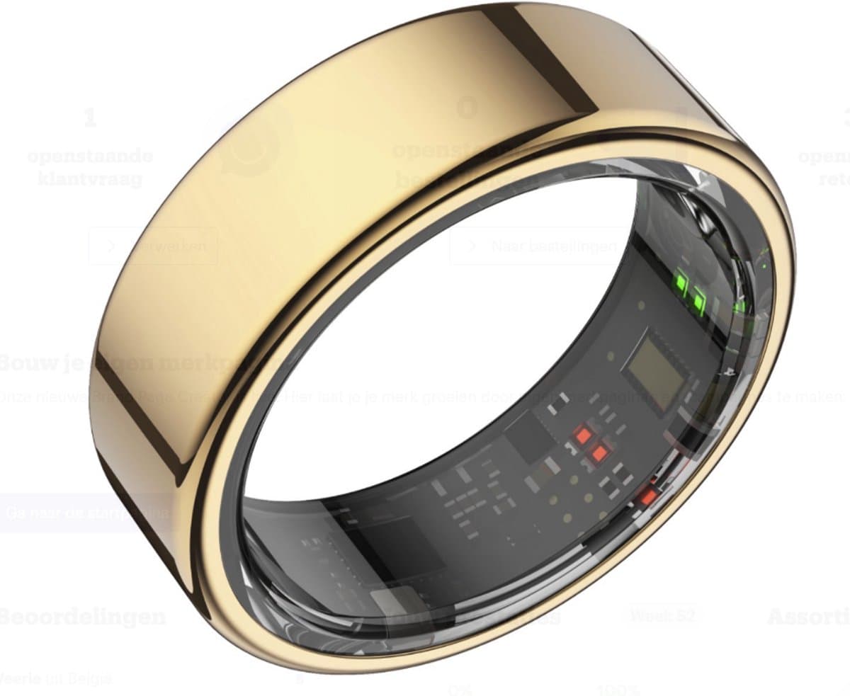Focus® S1 Smart Ring - Rose gold - Maat 9 - Hartslag - Menstruatiecyclus - Slaap Monitor - Slimme Ring - Sport Prestatie - Stappenteller -IP68 Waterdicht - O2 Meting - Dames - Heren - Wearables - Oplaad Case - beschermring — afbeelding 1