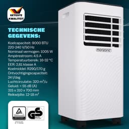 Monzana Mobiele Airco 9000BTU - 4in1 Kit Rolluik 25-30m² met App - Wit — thumbnail 4