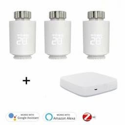 Slimme radiatorknop set van 3 | Zigbee 3.0 gateway | Tuya Smart Life-app | M30x1.5 mm | Wit — thumbnail 1