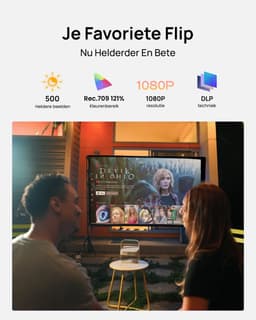 MELVRA Draagbare Beamer - Projector - Full HD 1080p - 400 ISO Lumen - Netflix Ondersteuning - DLP - Verstelbare Standaard - 2 x 3W Luidsprekers - Wit — thumbnail 4