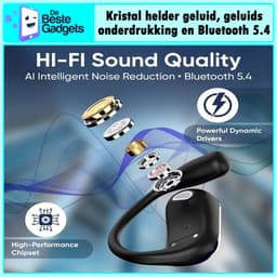 De Beste Gadgets Draadloze Oordopjes – Bluetooth 5.4 – Open Ear Sport Earbuds – 70 Uur Batterij – Waterbestendig IPX5 – Met Touchscreen Case — thumbnail 4