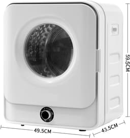 OKWISH Wasdroger Compacte 4,5 Kg - 49,5 x 43,5 x 59,5 cm - Staal En ABS - Wit - Met 5 Programma's En Wandmontage — thumbnail 2