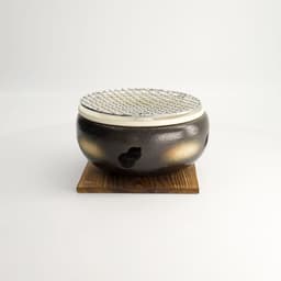 Konro Grill – Ronde Japanse BBQ – Zwart – Inclusief Rooster & Onderstel – 20 x 10 cm — thumbnail 1