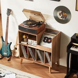 SNJY® Platenspeler Meubel - Platenspeler Kast - LP Houder - Platenhouder - 40D x 80B x 82,6H cm - Bruin — thumbnail 3
