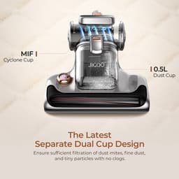 JIGOO T600 Beddenmatras Stofzuiger Grijs-EU-Dual Cup Design - 99,99% Huismijtverwijdering met Aroma-Diffused Systeem — thumbnail 3