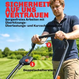 Elektrische Grasmaaier - 800 W - 40 cm maaibreedte - 45 liter Opvangbak - 7 Instelbare Maaihoogtes (25–75 mm) – Accu-indicator - Overbelastingsbeveiliging - Tuingereedschap voor Gazon - Rood + Zwart — thumbnail 2