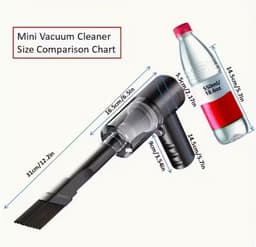 Draagbare Mini Stofzuiger – 3000PA Krachtige Zuigkracht – Compact & Snoerloos – Met Borstelopzetstukken – Voor Auto en Thuis — thumbnail 4