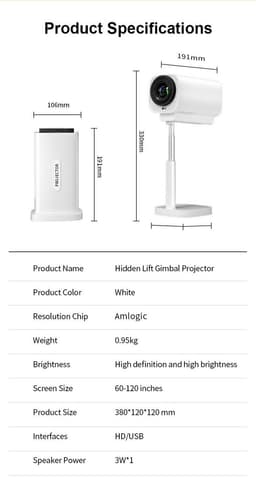 Android Mini Projector WiFi & Bluetooth | 1080p LCD Beamer met Interne Speaker | Android 11.0 + 7.000+ Apps — thumbnail 3